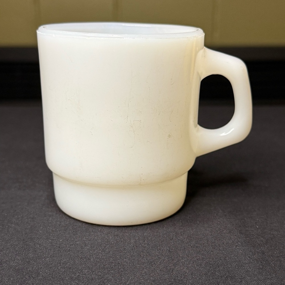 Mid Century Modern Anchor Hocking Fire-King White Milk Glass Mug